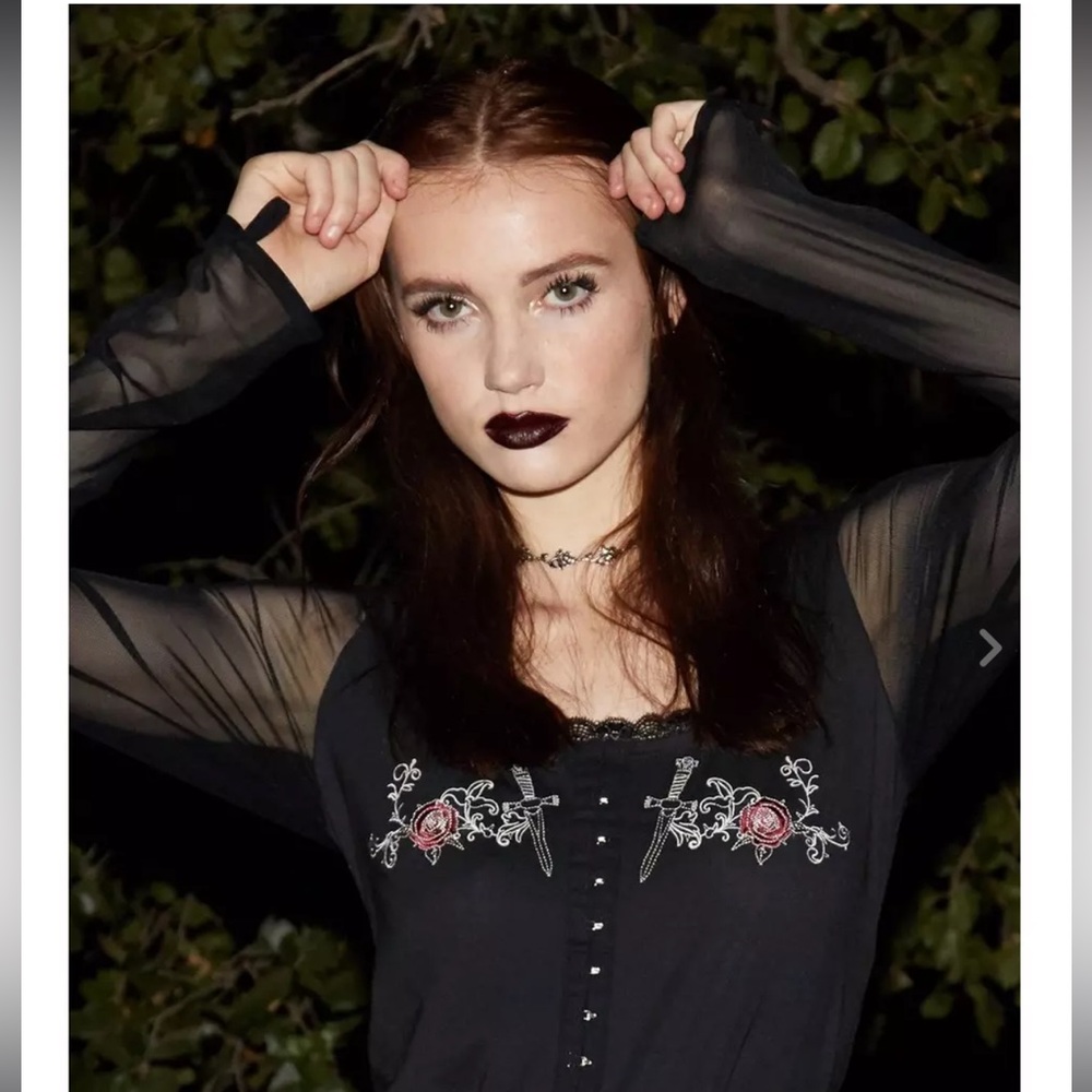 The Craft Dagger Rose Sheer Sleeve plus size top